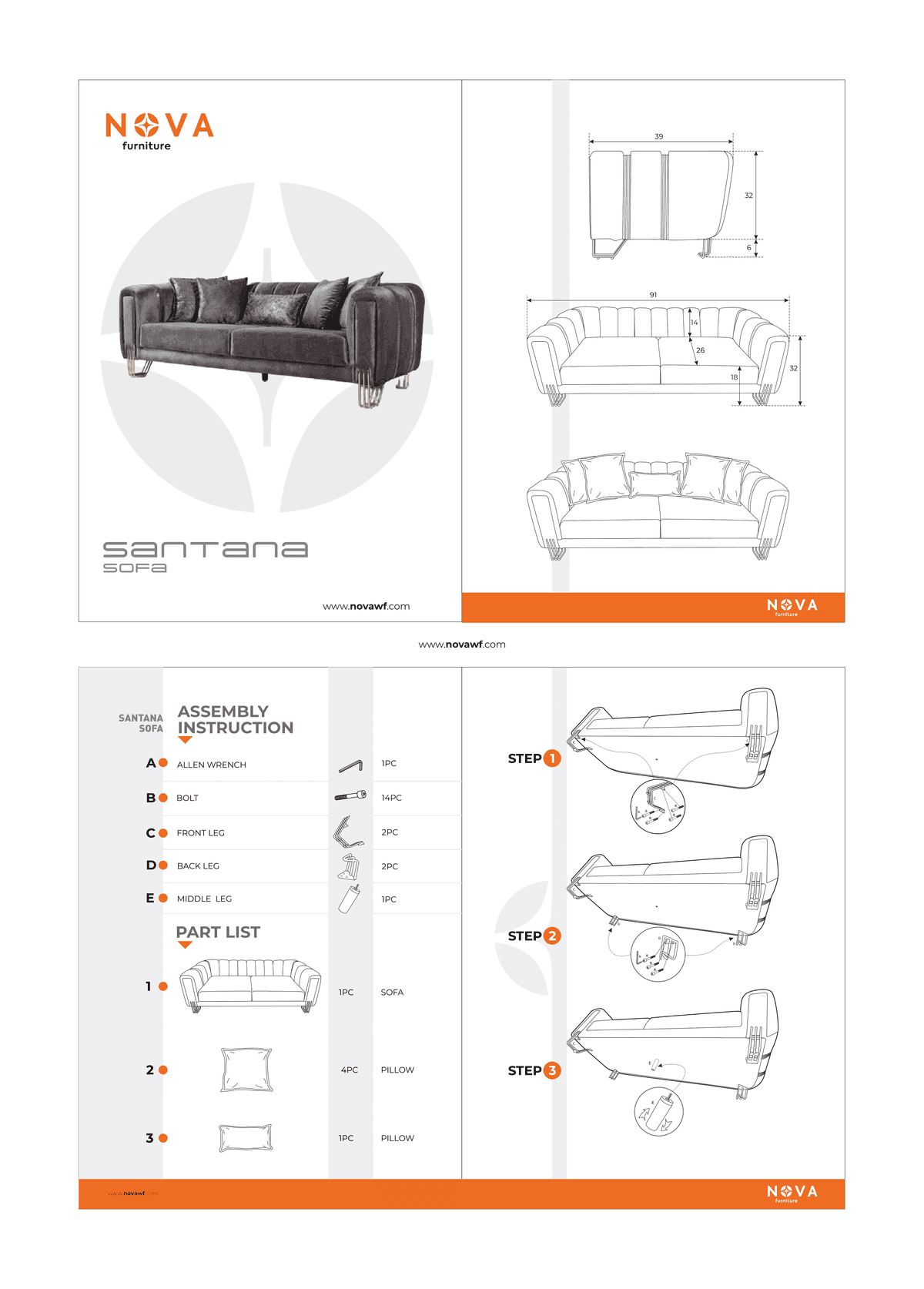 Ella Smoke Velvet Sofa 89" & Loveseat 69"