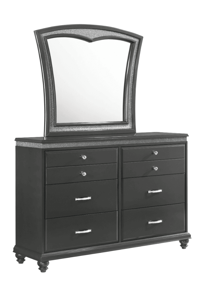 Frampton Dresser Gray/Dark, Modern Wood, 8 Drawers - Ella Furniture