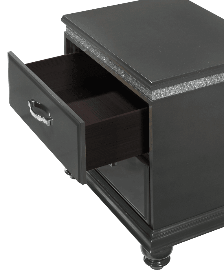 Frampton Gray Sleek And Modern Queen LED Velvet Upholstered Panel Bed - Ella Furniture