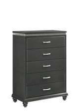 Frampton Night Stand Gray, Contemporary Wood, Metal Knobs 2 Drawers - Ella Furniture