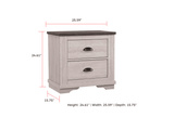 Coralee Night Stand Chalk/Grey, Transitional Modern And Sleek Wood, Metal 2 Drawers - Ella Furniture