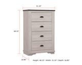 Coralee Dresser Chalk/Grey, Modern Sleek Wood, 6 Drawers - Ella Furniture