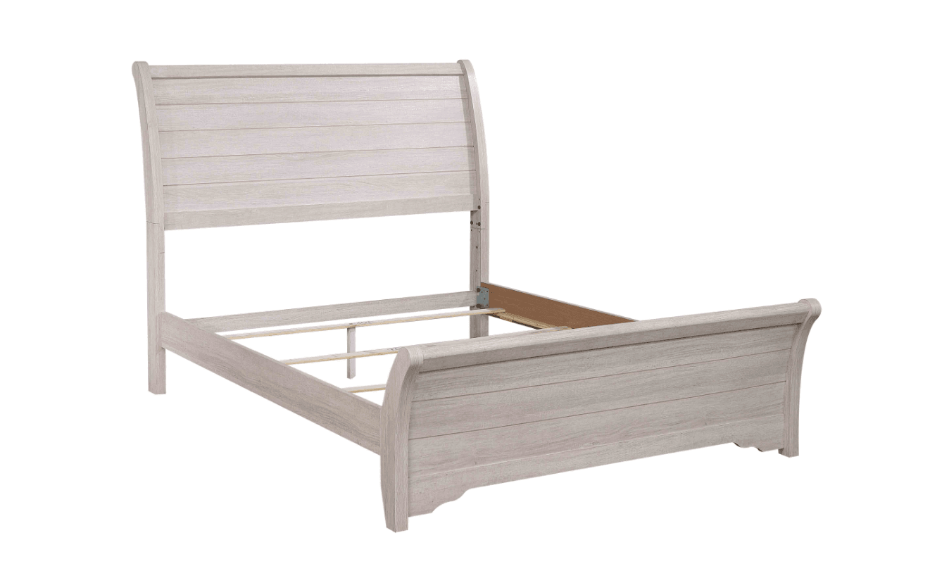 Coralee Chalk-Gray Traditional Rustic Modern Contemporary Wood Queen Sleigh Bed - Ella Furniture