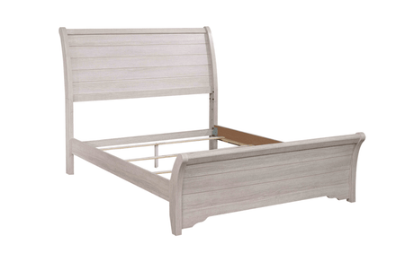 Coralee Chalk-Gray Traditional Rustic Modern Contemporary Hardwood Sleigh Bedroom Set - Ella Furniture