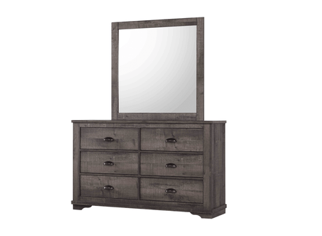 Coralee Dresser Grey, Modern Sleek Wood, 6 Drawers - Ella Furniture