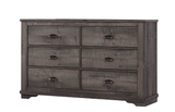 Coralee Dresser Grey, Modern Sleek Wood, 6 Drawers - Ella Furniture