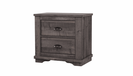 Coralee Night Stand Gray, Transitional Modern And Sleek Wood, Metal 2 Drawers - Ella Furniture