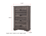 Coralee Dresser Grey, Modern Sleek Wood, 6 Drawers - Ella Furniture