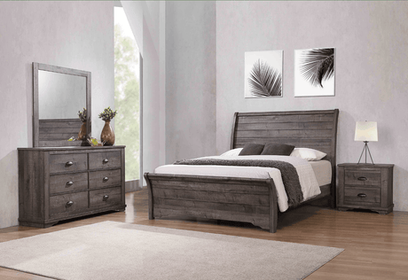 Coralee Night Stand Gray, Transitional Modern And Sleek Wood, Metal 2 Drawers - Ella Furniture