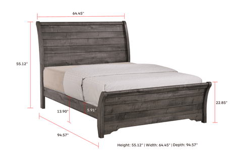 Coralee Gray Sleek And Modern Driftwood Queen Sleigh Bed - Ella Furniture