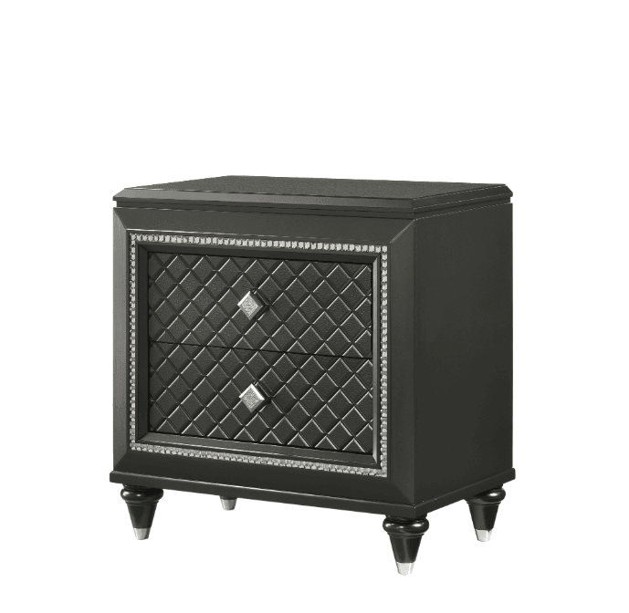 Giovani NightStand Gray, Modern Wood, 2 Spacious Drawers - Ella Furniture