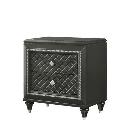 Giovani NightStand Gray, Modern Wood, 2 Spacious Drawers - Ella Furniture