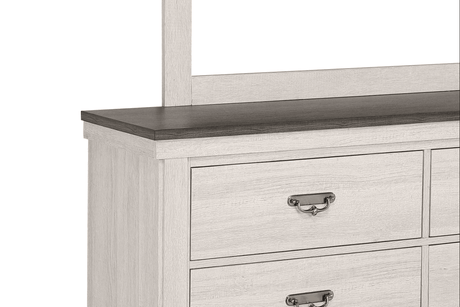 Leighton Night Stand Cream/Brown, Traditional Classic Wood, Pewter Bail 2 Drawers - Ella Furniture