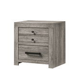 Tundra Night Stand Gray, Contemporary Sleek And Modern Wood, Metal Nickel Knob 2 Drawers - Ella Furniture