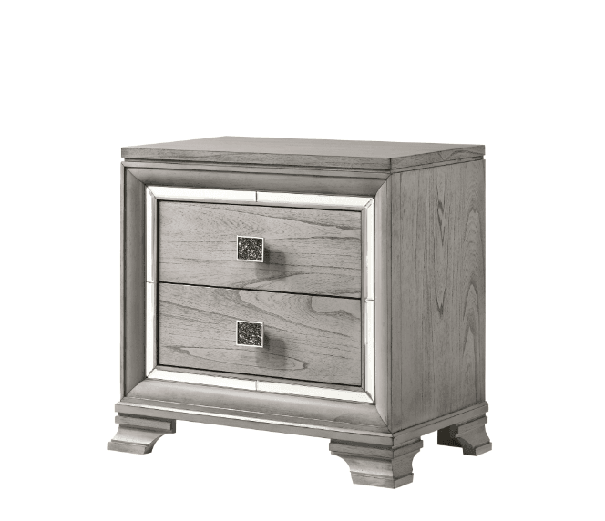 Vail NightStand Gray, Modern Wood, 2 Spacious Drawers - Ella Furniture