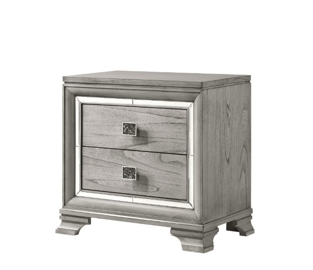 Vail NightStand Gray, Modern Wood, 2 Spacious Drawers - Ella Furniture