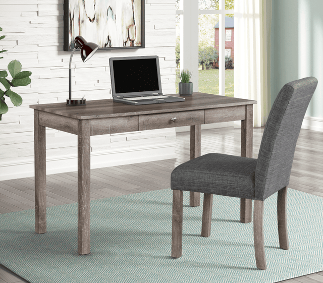 Wren Writing Brown Modern Wood With Drawer Desk & Chair Set - Ella Furniture
