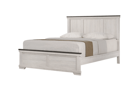 Leighton Cream/Brown Simple And Modern Solid Hardwood King Panel Bed - Ella Furniture