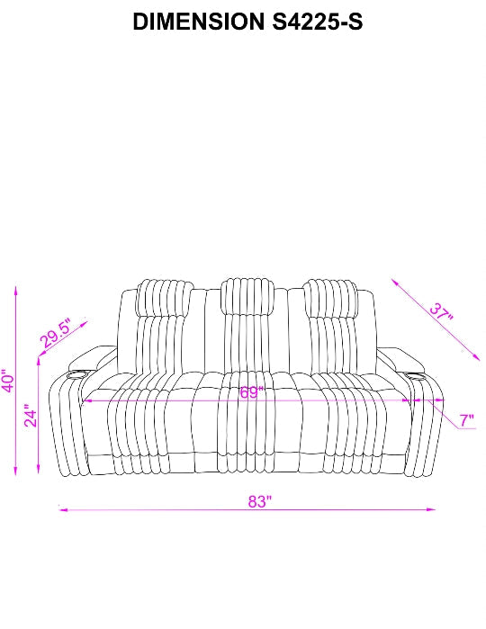 Lita Black Power 3-Piece Reclining Set