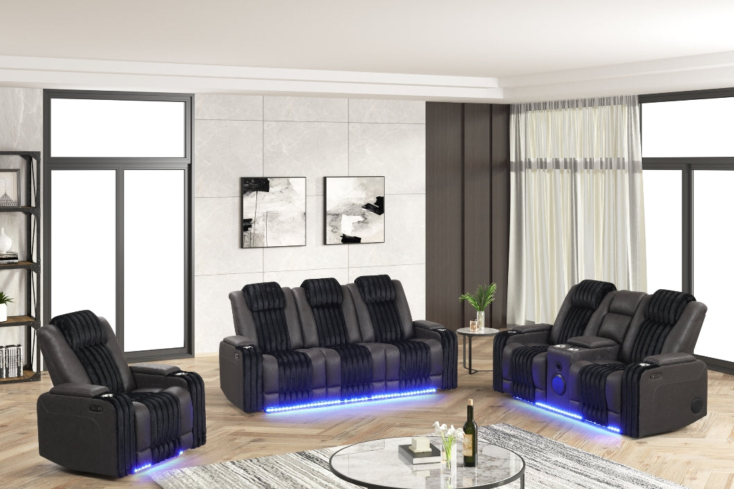 Lita Black Power 3-Piece Reclining Set