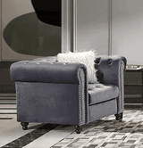 Milan Gray Velvet Tufted Upholstered Chair