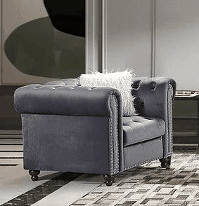 Milan Gray Velvet Tufted Upholstered Chair