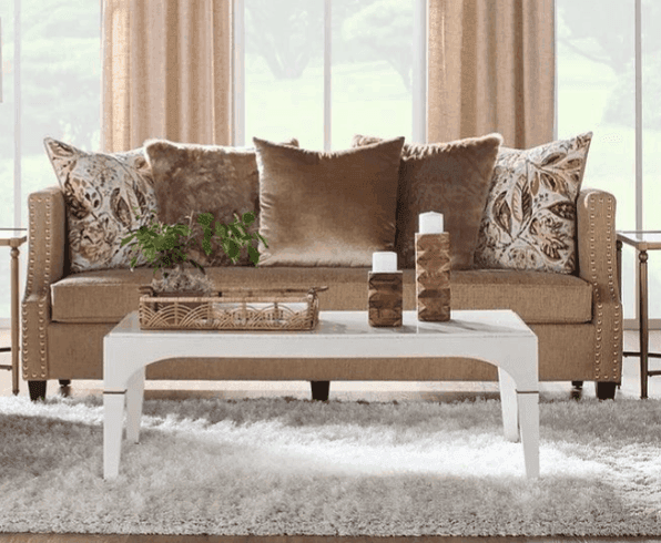 Simone Flax Brown Fabric Sofa
