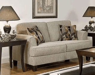Soprano Beige Fabric Loveseat with Accent Pillows
