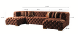 Seva Orange Velvet Double Chaise 138" Sectional