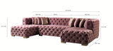 Seva Pink Velvet Double Chaise 138" Sectional
