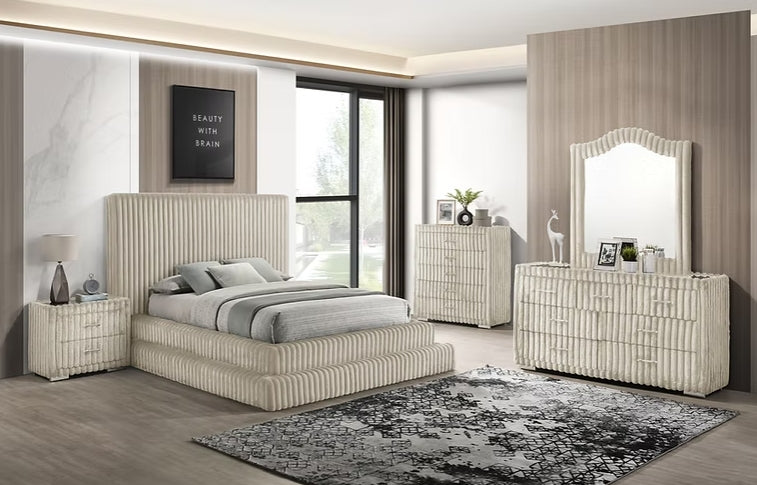 Micah Henley Cream Upholstered Platform Bedroom Set