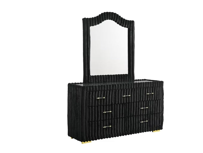 Micah Henley Black Upholstered Platform Bedroom Set