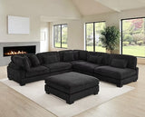 Supreme Black Soft Corduroy Sectional