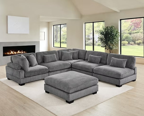 Supreme Grey Soft Corduroy Sectional