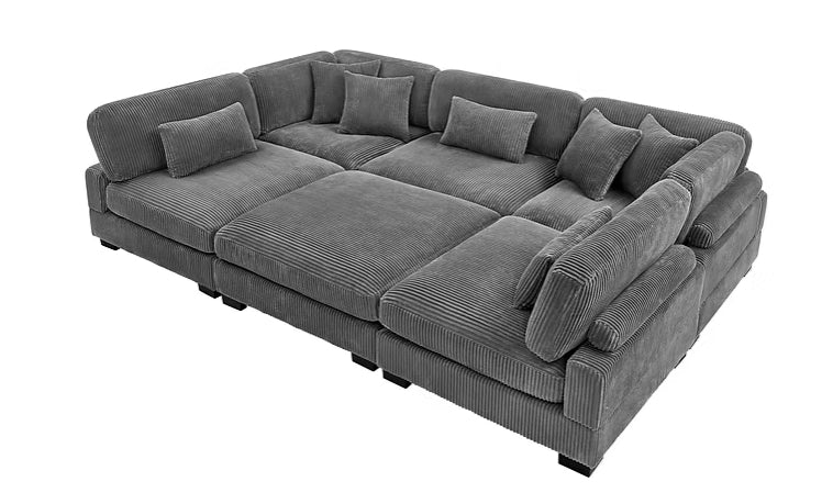 Supreme Grey Soft Corduroy Sectional