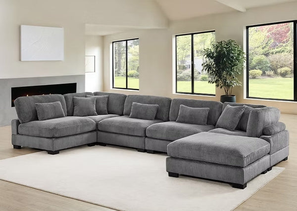 Supreme Grey Soft Corduroy Sectional