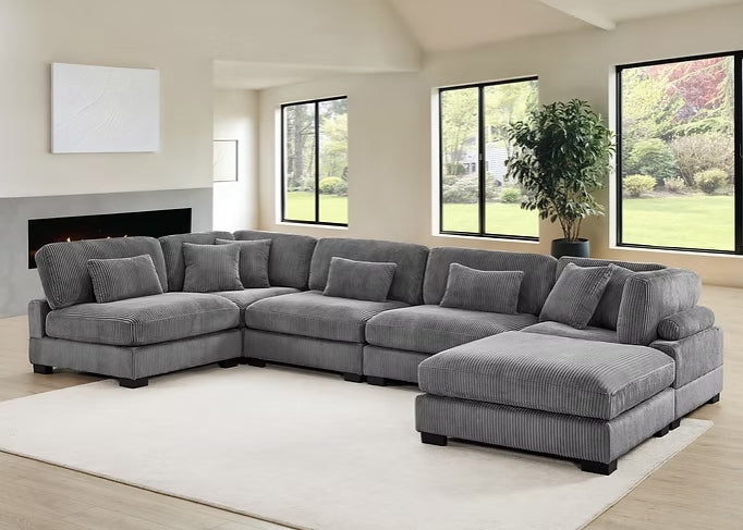 Supreme Grey Soft Corduroy Sectional