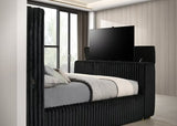 Henley Black Upholsterd Fireplace TV Panel Bedroom Set
