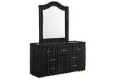 Henley Black Upholsterd Fireplace TV Panel Bedroom Set