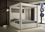 Atlam Henley Cream Upholstered Canopy Platform Bedroom Set