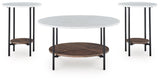 Wrenwich Brown/Black/White Table (Set of 3)