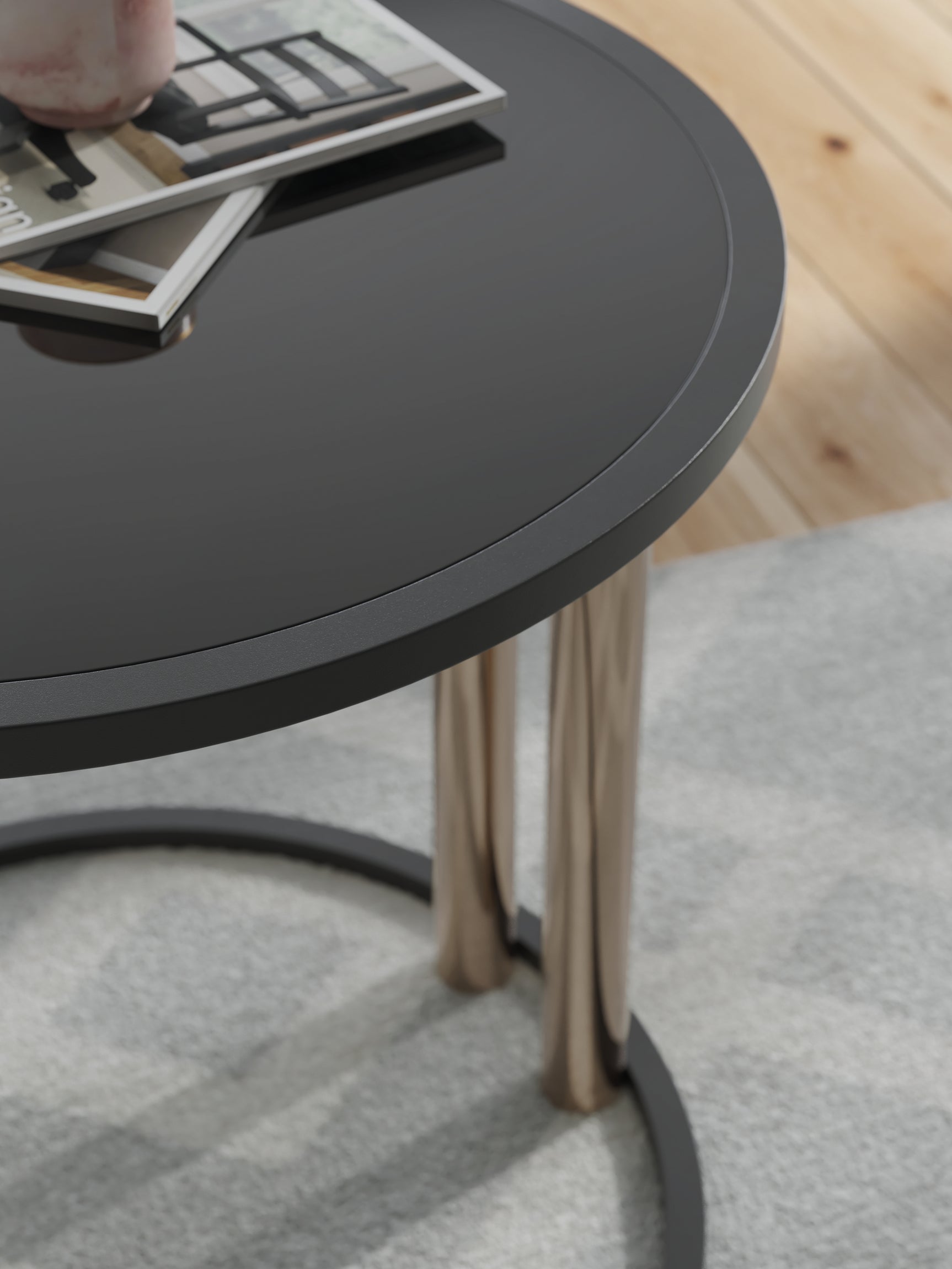 Hannerly Black/Gold Finish Table (Set of 3)