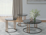 Hannerly Black/Gold Finish Table (Set of 3)