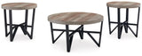 Deanlee Grayish Brown and Black 3-Piece Table Set