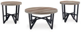 Deanlee Grayish Brown and Black 3-Piece Table Set