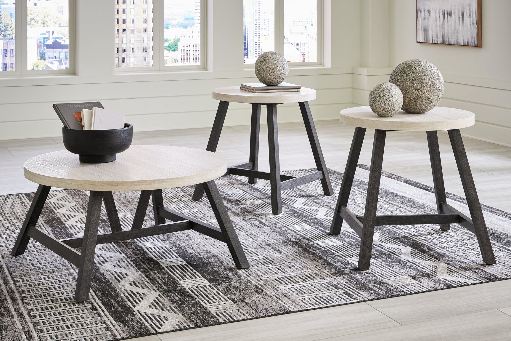 Fladona Black White Table (Set of 3)