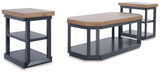 Landocken 3-Piece Brown Wood and Blue Slate Accent Table Set