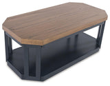 Landocken 3-Piece Brown Wood and Blue Slate Accent Table Set