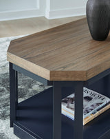 Landocken 3-Piece Brown Wood and Blue Slate Accent Table Set