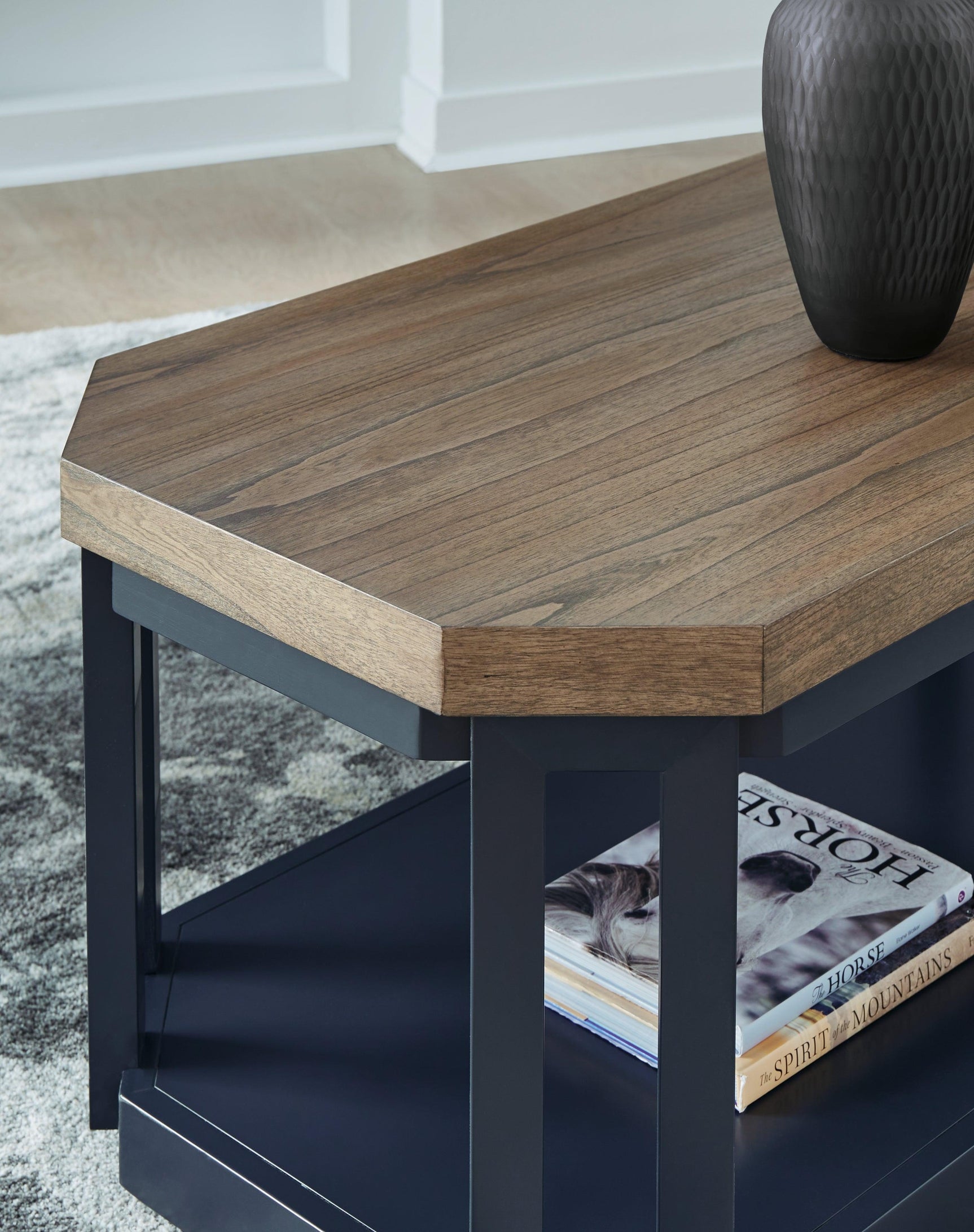 Landocken 3-Piece Brown Wood and Blue Slate Accent Table Set